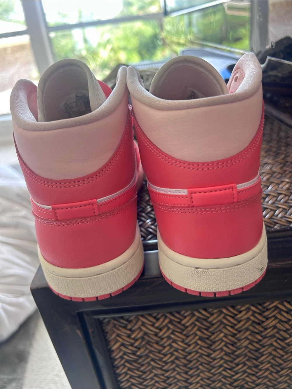 Jordan Women’s Pink and White Mid-Top Sneakers - Picture 3 of 5